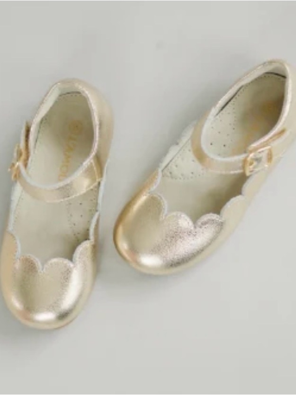 L'AMOUR SONIA SCALLOPED FLAT GOLD MARY JANE SHOES| SIZE 11